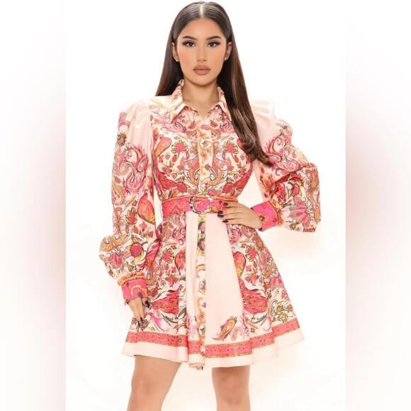 Elegant Paisley Pink Dress - Picture 5 of 8